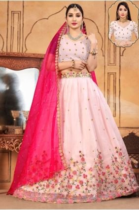 Organza Embroidered Pink Lehenga Choli with Dupatta LC6602