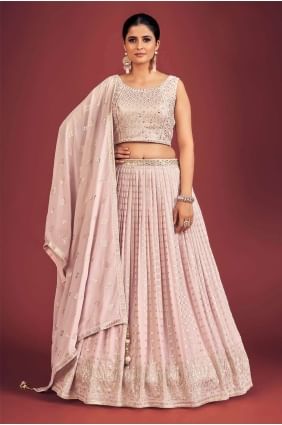 Mirror Lehenga Choli in Lavender  Georgette LC6696
