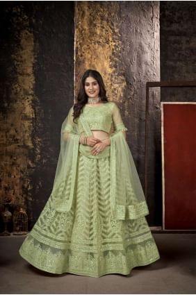 Light green Net Embroidered Lehenga Choli with Dupatta LC6804