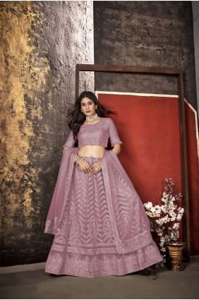 Net Oldrose  Lehenga Choli in Embroidered LC6806