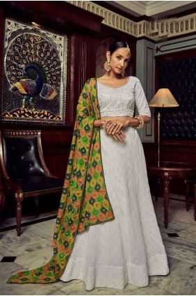Embroidered Georgette White Wedding Lehenga Choli with Dupatta LC6808