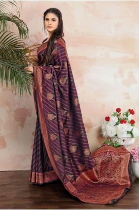 Weaving Satin Multicolor Saree with Blouse SR24508