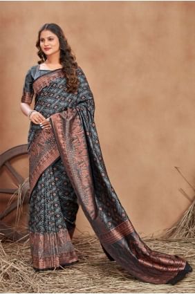 Weaving Satin Saree in Multicolor SR24510