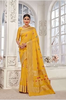 Banarasi Saree in Banarasi silk with Yellow  Weaving SR24526