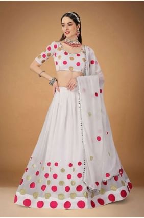 Off white Wedding Lehenga Choli in Embroidered Georgette LC6830