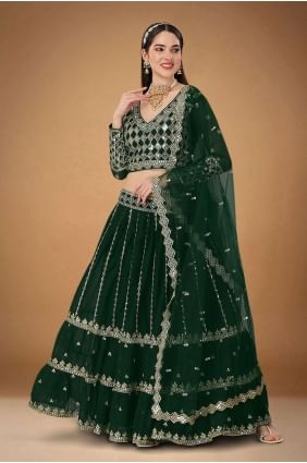Green Georgette Wedding Lehenga Choli with Embroidered LC6832