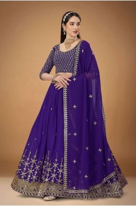 Wedding Lehenga Choli in Georgette Purple with Embroidered LC6843