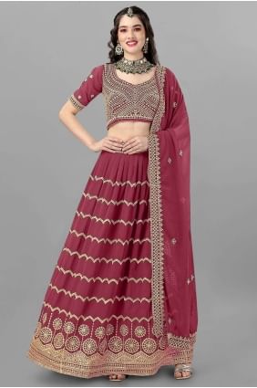 Dusty rose  Georgette Embroidered Wedding Lehenga Choli with Dupatta LC6845