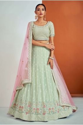 Pista green  Lehenga Choli with Thread Georgette LC6857
