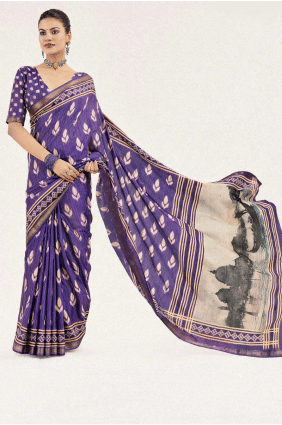 Purple Saree with Digital print Silk SR29459