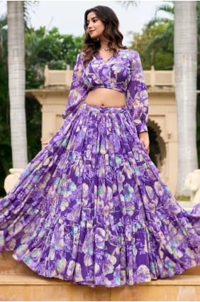Purple Printed Faux georgette Lehenga Choli LC8513