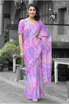 Purple Georgette Saree with Printed SR28322