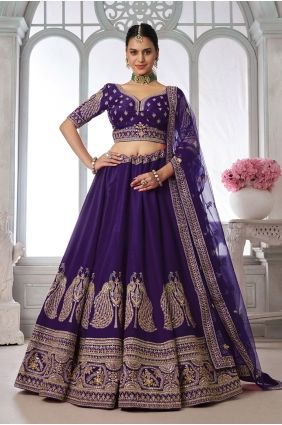 Silk Hand Purple Lehenga Choli with Dupatta LC9111
