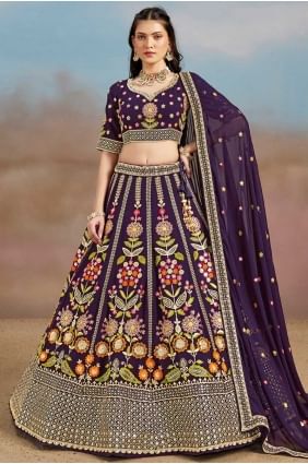 Lehenga Choli in Purple Georgette with Sequins LC8562