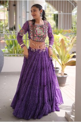Georgette Purple Lehenga Choli in Sequins LC9243
