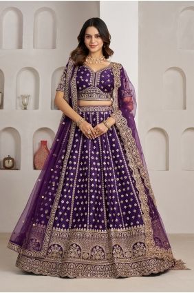 Purple Hand Silk Lehenga Choli LC9099