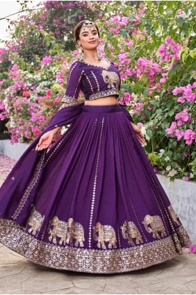 Purple Silk Thread Lehenga Choli with Dupatta LC8949
