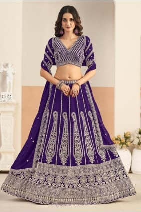 Faux georgette Purple Lehenga Choli with Embroidered LC8993
