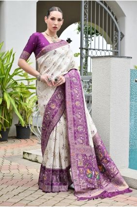 Resham,zari Saree in Purple Banarasi silk SR29789