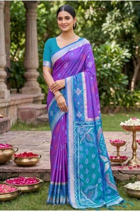 Silk Purple Saree in Weaving SR29977