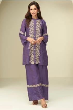 Purple Indo Western Kurti with Sequins Chiffon SK156098