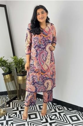 Purple Viscose Digital print Straight Suit with Dupatta SK155300