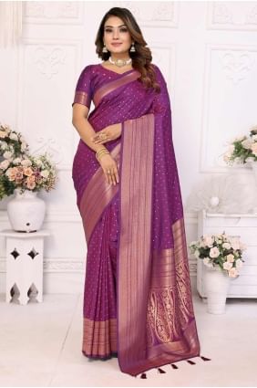 Purple Weaving Saree in Silk SR28364