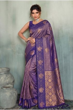 Silk Saree with Weaving in Purple SR30367