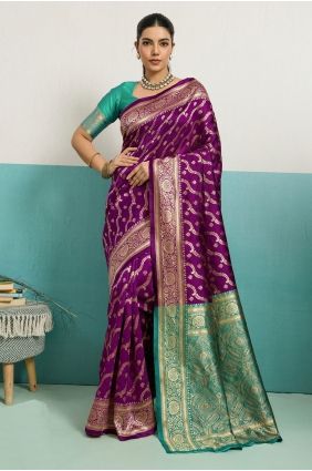 Purple Zari Saree in Banarasi silk SR29724