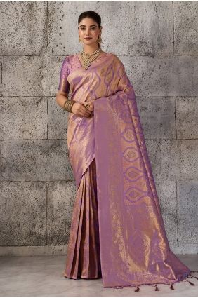 Zari Silk Saree in Purple SR30101