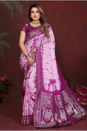 Purple Zari Satin Saree for Party Wear SR29854