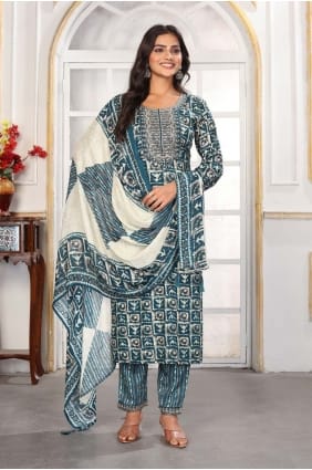Rayon Salwar Kameez with Printed in Rama SK155904