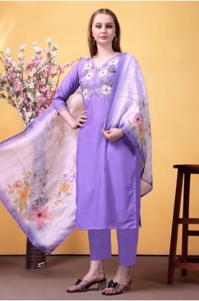 Purple Salwar Kameez with Embroidered Rayon SK155716
