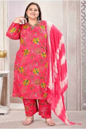 Rayon Printed Pink Salwar Kameez with Dupatta SK15625