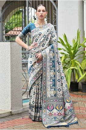 Rama Saree in Banarasi silk with Resham,zari SR29787