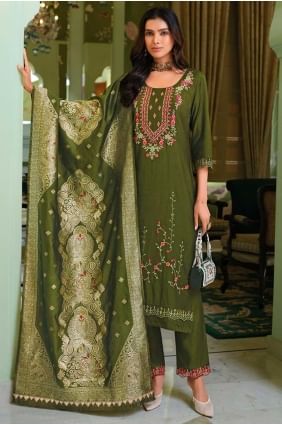 Green Weaving Viscose Salwar Kameez SK155814