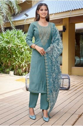 Embroidered Viscose Salwar Kameez in Light blue SK15781