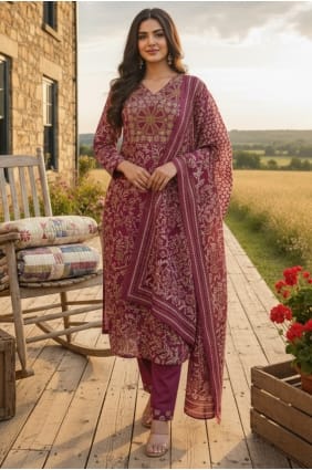 Embroidered Silk Eid Salwar Kameez in Pink SK155962