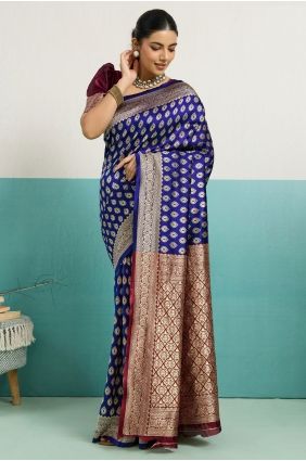 Premium heritage silk Zari Blue Saree with Blouse SR29720
