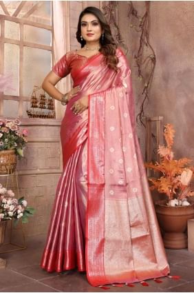 Saree in Grey Soft net with Weaving SR28294