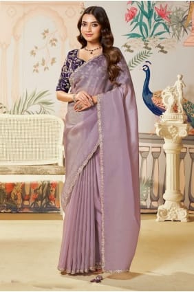 Lavender Saree with Hand Silk SR29123