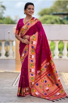 Magenta Saree in Silk with Weaving SR29138