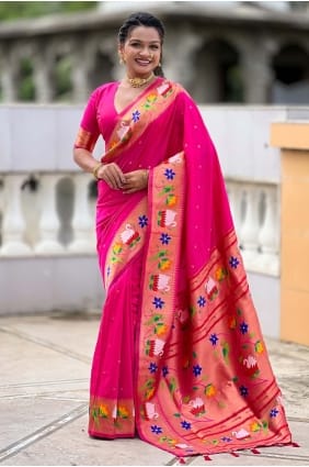Pink Saree in Silk with Weaving SR29144