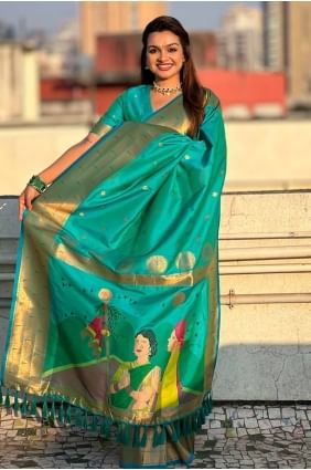 Saree in Sea green  Silk with Weaving SR28039