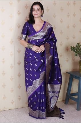 Banarasi silk Saree in Voilet with Weaving SR28969
