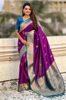 Saree in Voilet  Silk with Weaving SR28403
