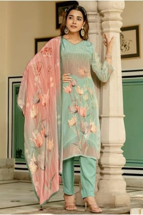 Salwar Kameez in Sea green Crepe with Digital print SK155832