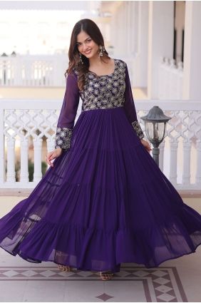 Georgette Gown Dress with Sequins GW1256