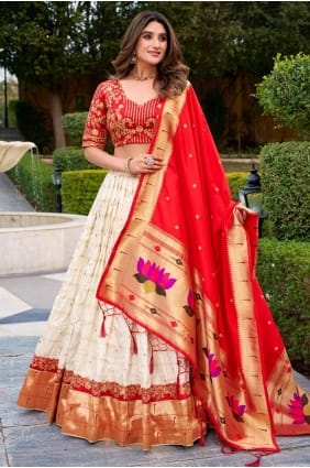Off white Lehenga Choli in Sequins Silk LC8967