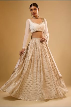 Sequins Faux georgette White Lehenga Choli with Dupatta LC8998